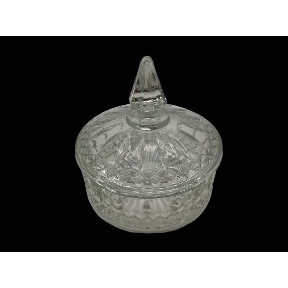 Vintage Indiana Glass Princess Diamond Pattern Clear Candy Dish with Lid MCM - Picture 2 of 16